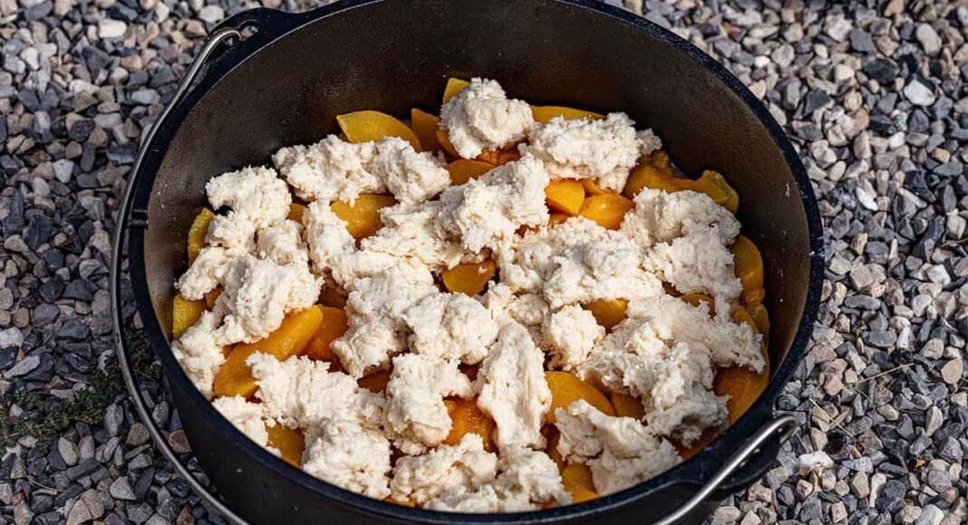 Camping Dutch Oven Peach Cobbler