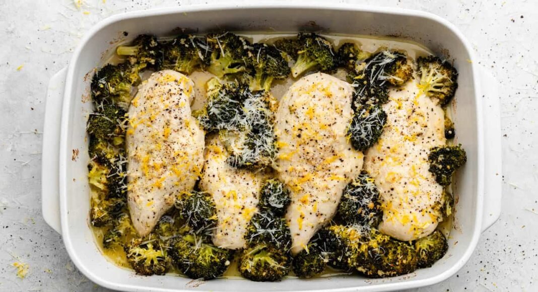 Lemon Garlic Chicken Broccoli Bake
