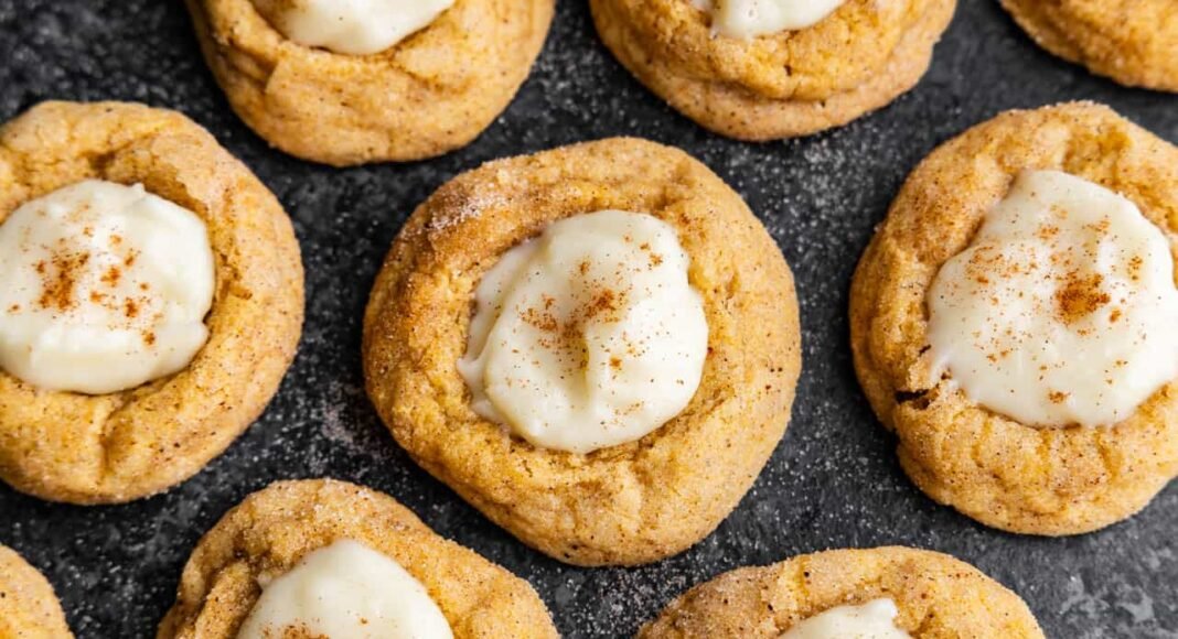 Pumpkin Cheesecake Thumbprint Cookies