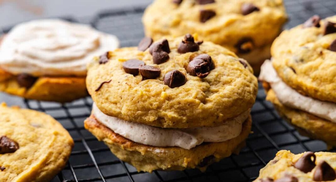 Pumpkin Chocolate Chip Sandwich Cookies