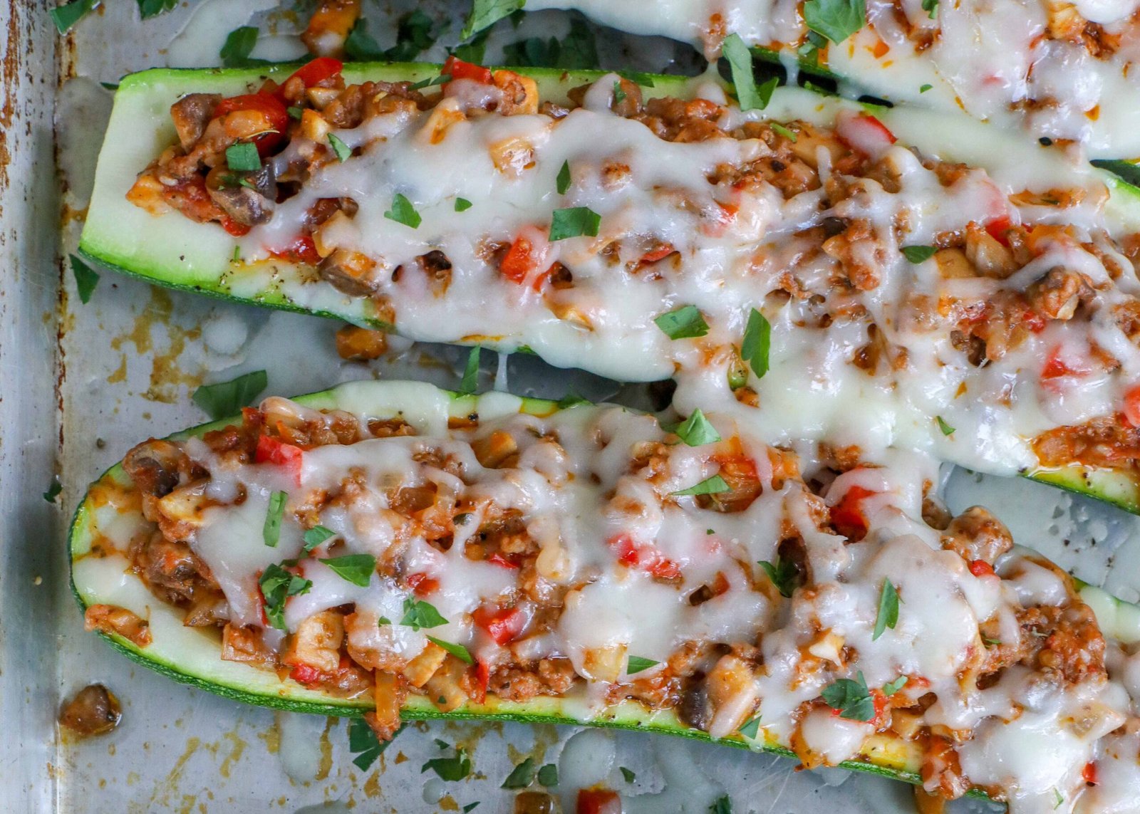 Cheesy Sausage Zucchini Boats - Barefeet In The Kitchen