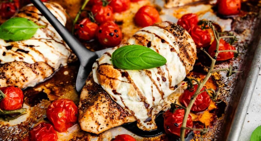 Sheet Pan Chicken Caprese - The Stay At Home Chef
