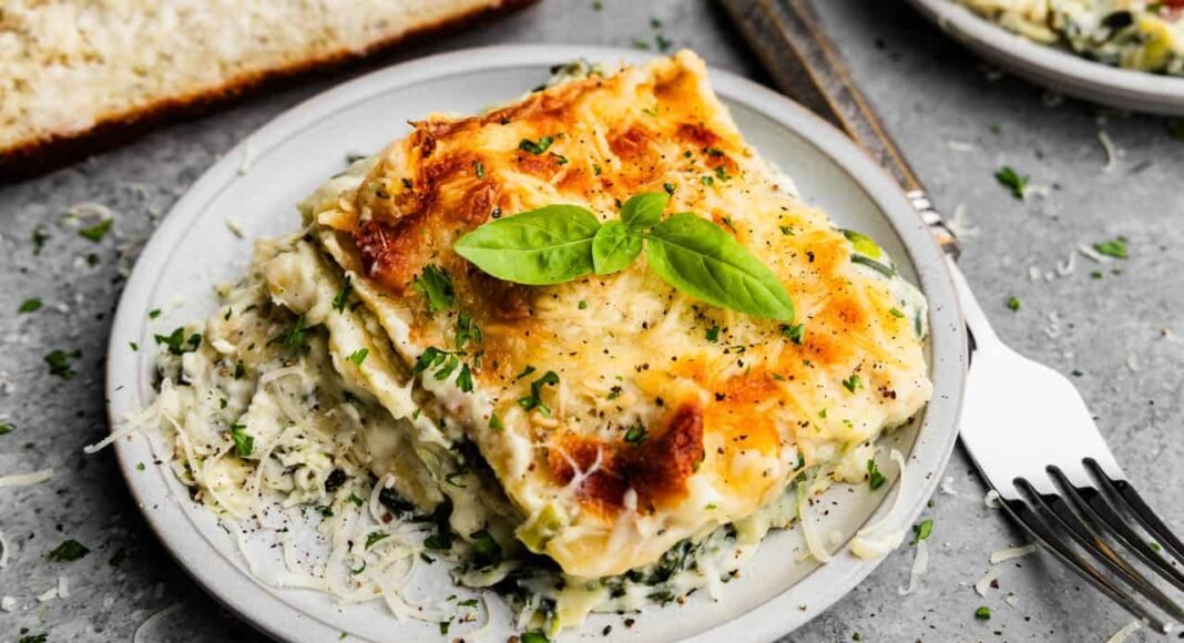 White Spinach Artichoke Lasagna