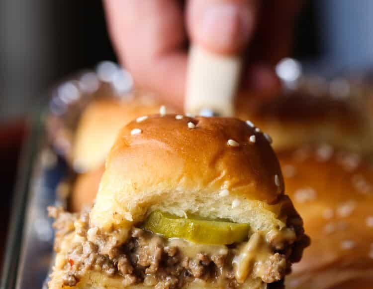 Crazy Delicious Cheeseburger Sliders | Cookies and Cups