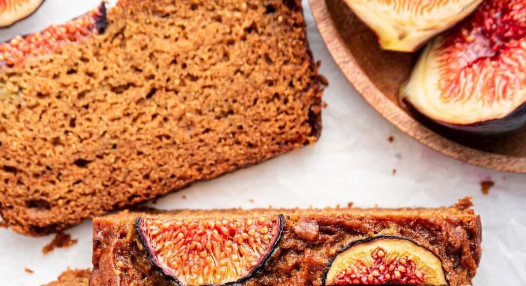 A loaf of fig bread cut into slices.