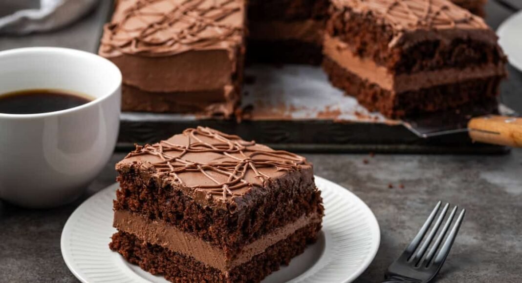 Frosted Fudge Cake | Cookies and Cups