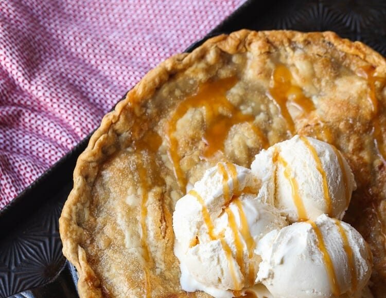 Easy Skillet Apple Pie Recipe with Homemade Caramel Sauce