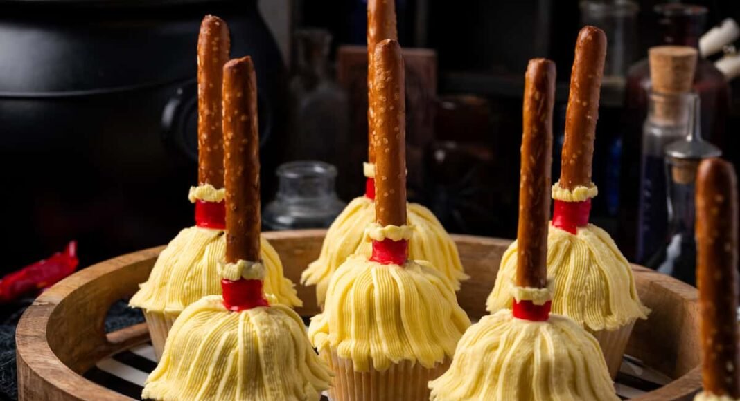 Witch's Broom Halloween Cupcakes | Cookies & Cups