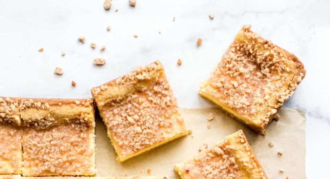 Sugar Cookie Cheesecake topped with toffee bits