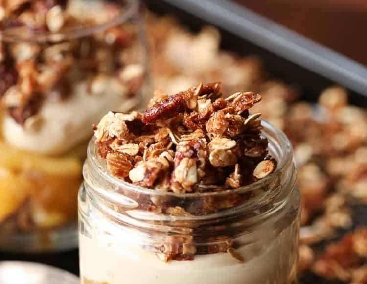 Individual Apple Crisp Trifles. This Trifle Includes a Crunchy Praline Crisp, Autumn Apples, and Brown Sugar Cream Cheese Filling.