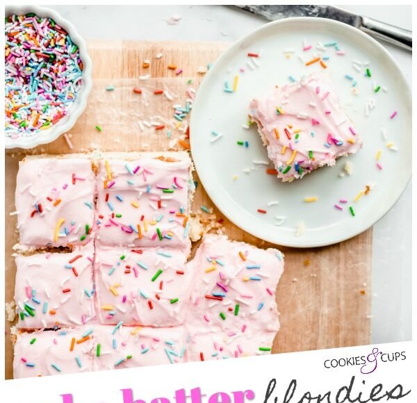 Cake Batter Blondies Pinterest Image