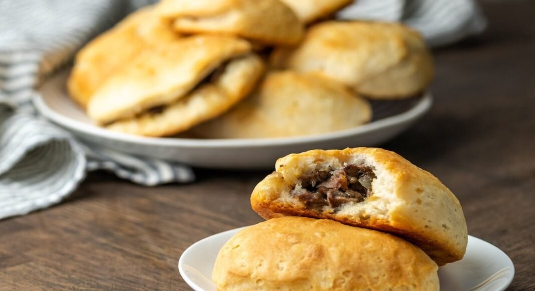 Philly Cheesesteak Stuffed Biscuits | Cookies and Cups