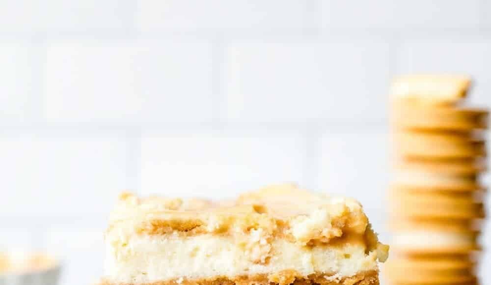 Oreo Cheesecake Bars made with Golden Oreos