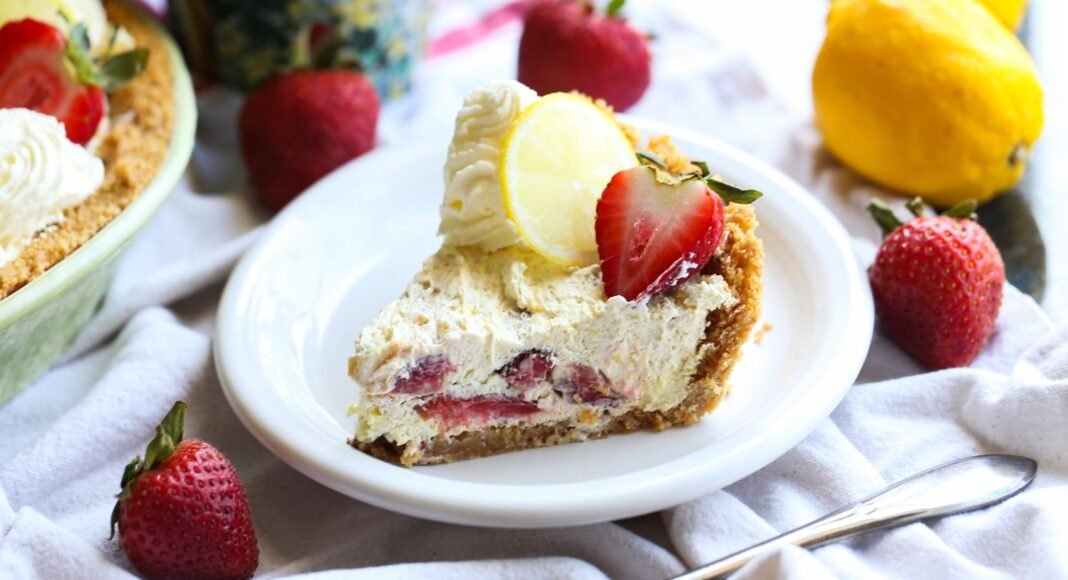 No Bake Strawberry Lemon Icebox Pie
