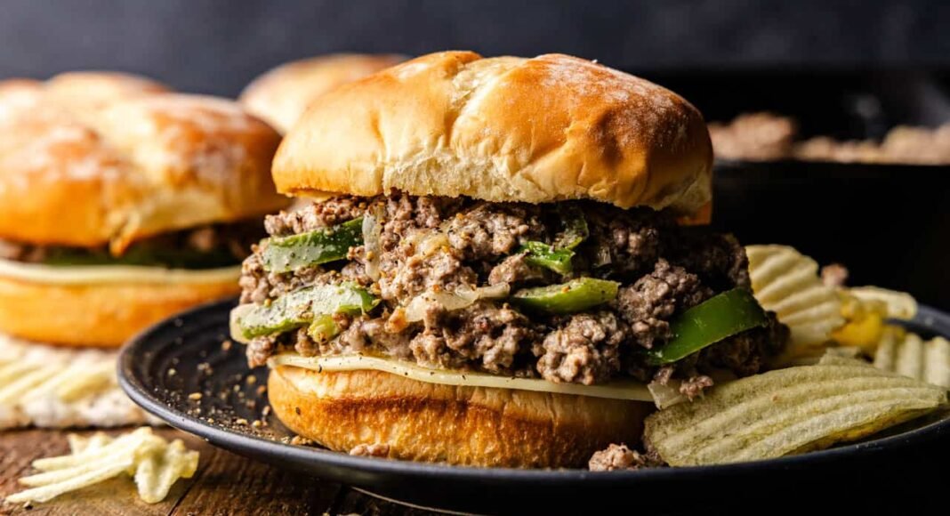 Ground Beef Cheesesteak - The Stay At Home Chef