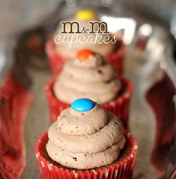 M&M Cupcakes ~ M&M Frosting on top of a delciouis MIlk Chocolate Cupcake! 