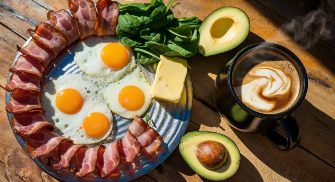 Overhead shot of an epic keto breakfast