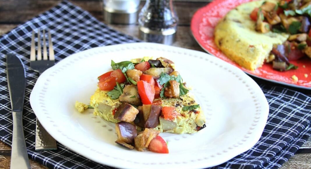 Tofu Frittata With Smoky Eggplant Salsa [Vegan, Gluten-Free]