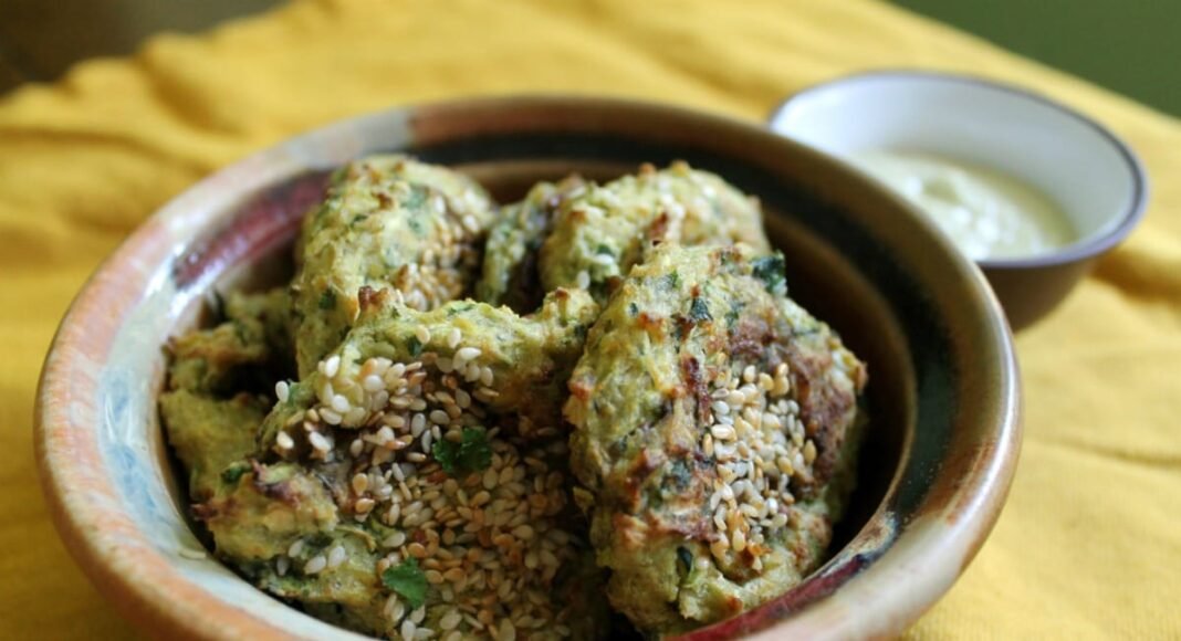Sesame Zucchini Fritters [Vegan, Gluten-Free]
