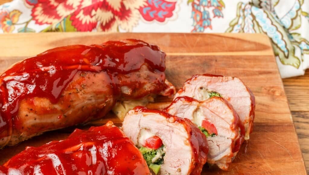 vegetable filled Italian pork tenderloin