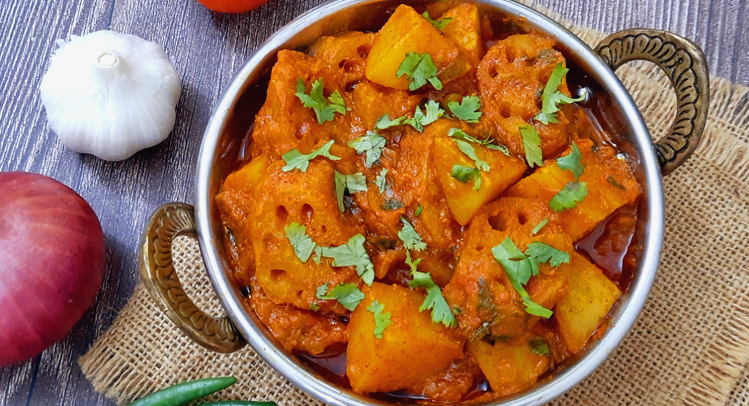Sindhi Bhae Patata (Lotus Stem and Potato Curry)