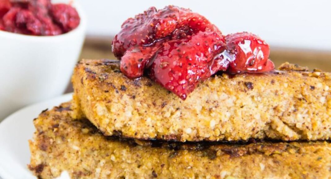 Apple Cornbread French Toast Cake With Roasted Strawberries [Vegan, Gluten-Free] – One Green Planet