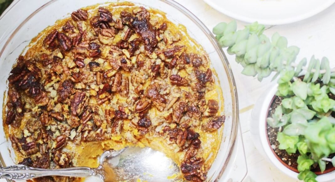 Sweet Potato Casserole with Maple Pecan Topping [Vegan, Gluten-Free] – One Green Planet